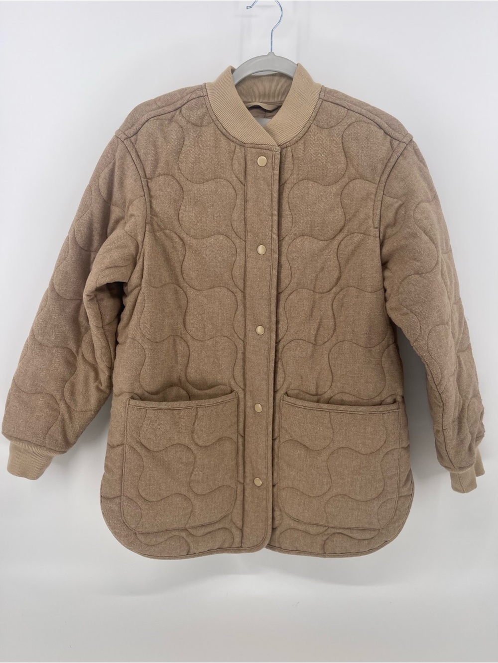 Madewell Quilted Bomber Jacket in Camel - Picture 2 of 15